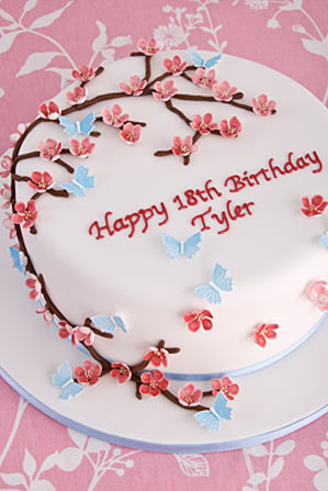 Birthday Flower Cake on Cherry Blossom Butterflies Birthday Cake Madagascar Vanilla Bean Cake