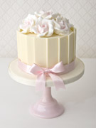 white-chocolate-plaque-and-rose-birthday-cake