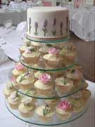 lavender-sweet-pea-and-rose-cupcakes-wedding-cake