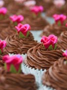 pink-sparkle-rose-and-chocolate-wedding-cupcakes