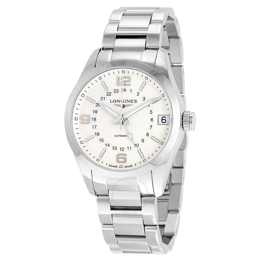 longines silver watch