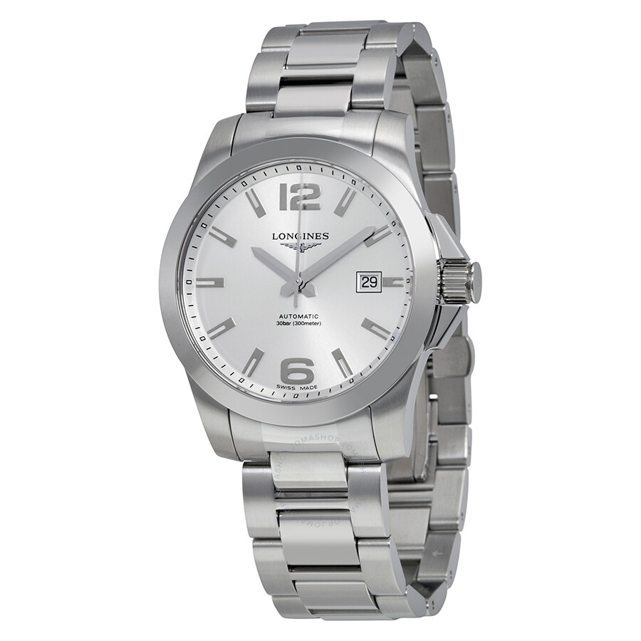 longines silver watch