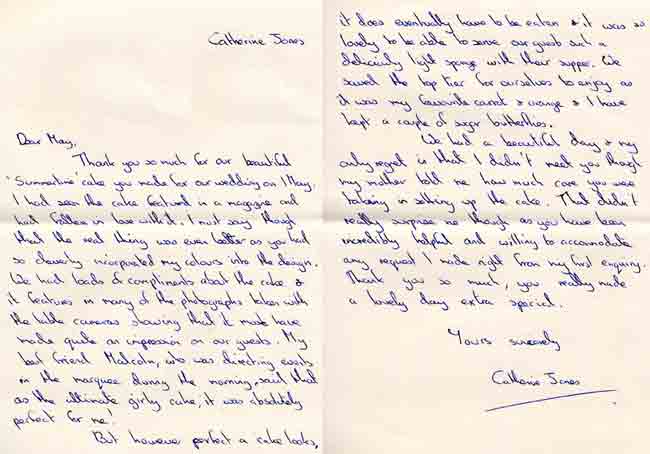 Wedding cake thank you letter