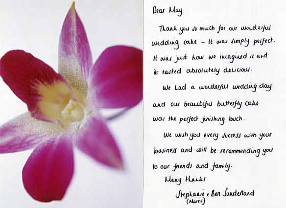 Wedding cake, thank you letter